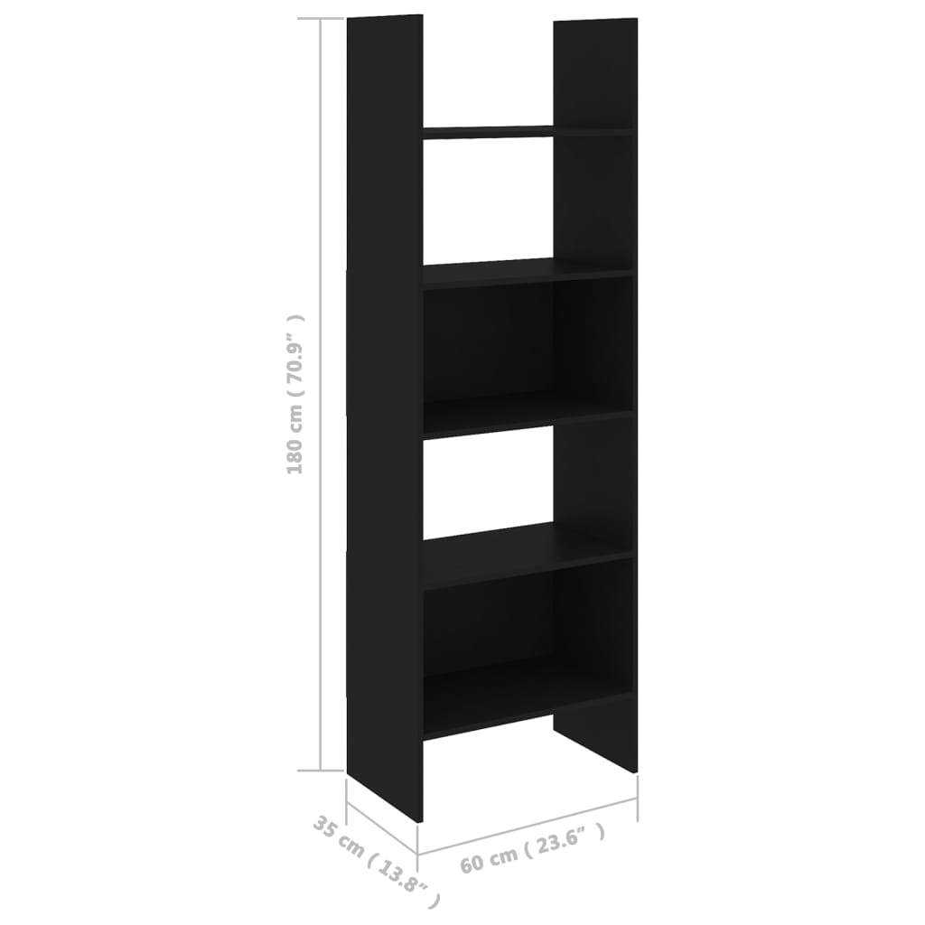 vidaXL Komplet knjižnih omar 4-delni črna iverna plošča