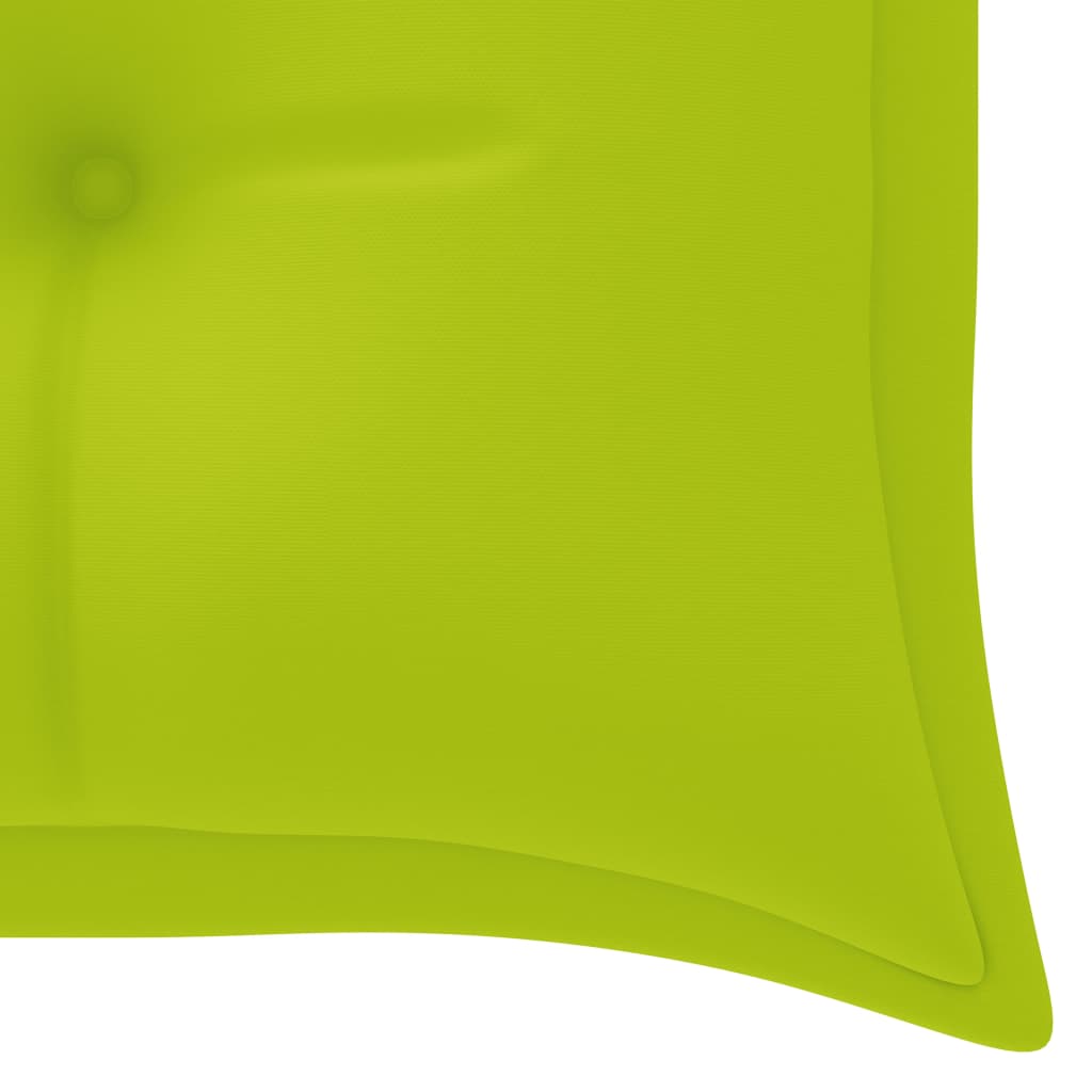 vidaXL Vrtna klop s svetlo zeleno blazino 150 cm trdna tikovina