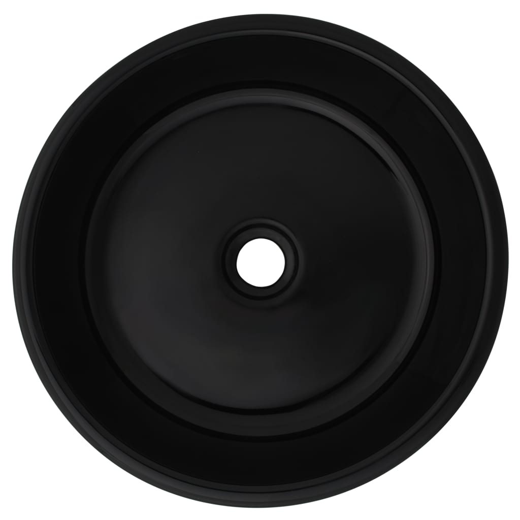 vidaXL Umivalnik okrogel keramičen črne barve 42x12 cm