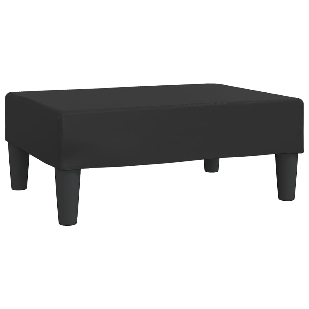 vidaXL Kavč dvosed z ležiščem in stolčkom črno umetno usnje