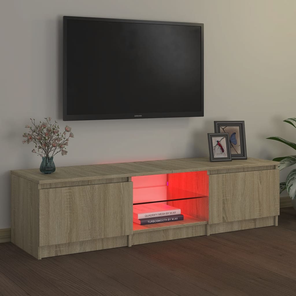 vidaXL TV omarica z LED lučkami sonoma hrast 140x40x35,5 cm
