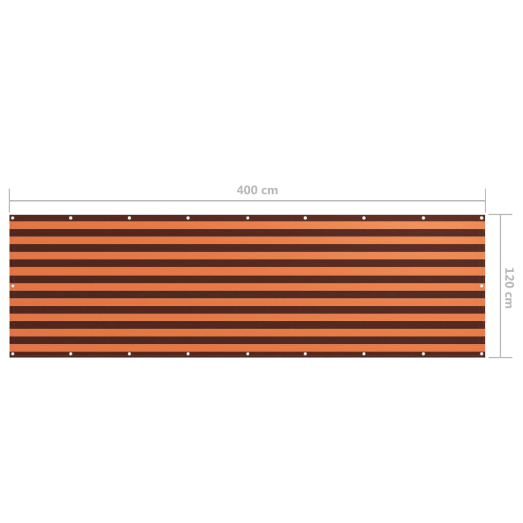 vidaXL Balkonsko platno oranžno in rjavo 120x400 cm oksford blago
