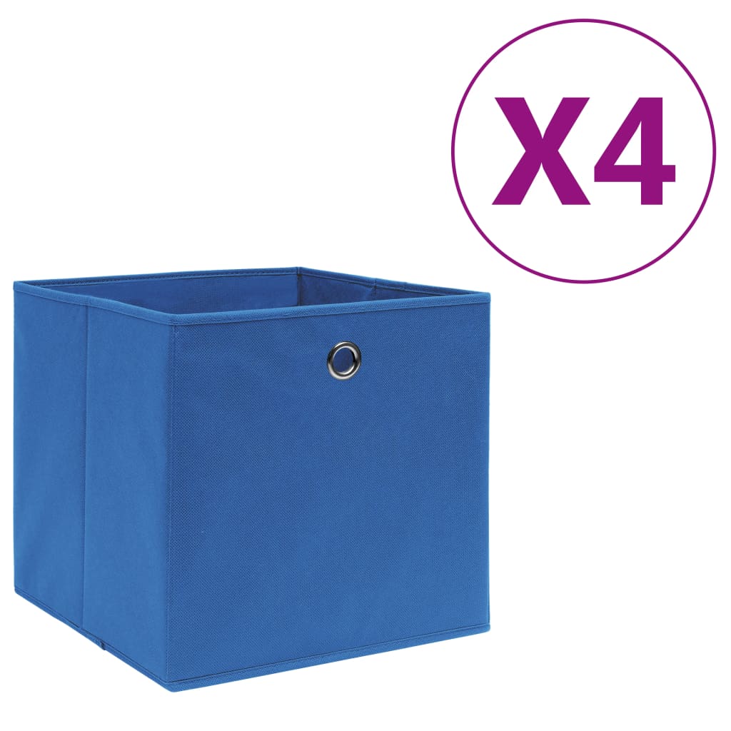 vidaXL Škatle 4 kosi netkano blago 28x28x28 cm modre