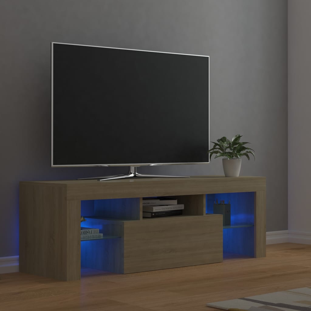 vidaXL TV omarica z LED lučkami sonoma hrast 120x35x40 cm