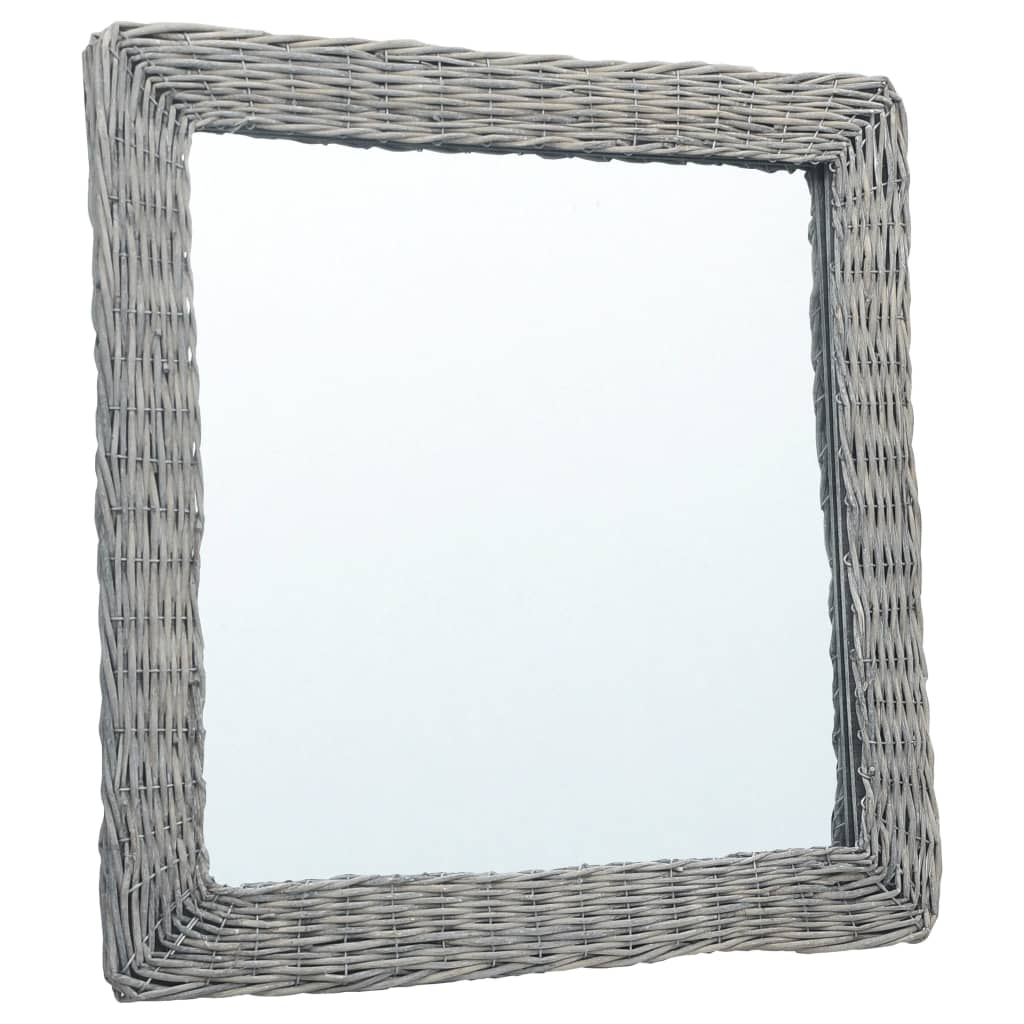 vidaXL Ogledalo 50x50 cm s pletenim okvirjem
