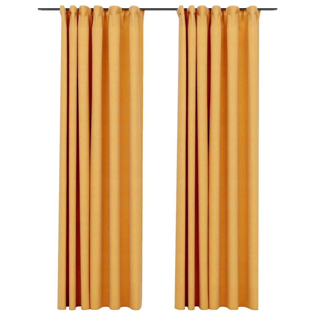vidaXL Zatemnitvene zavese z obešali 2 kosa rumene 140x245 cm
