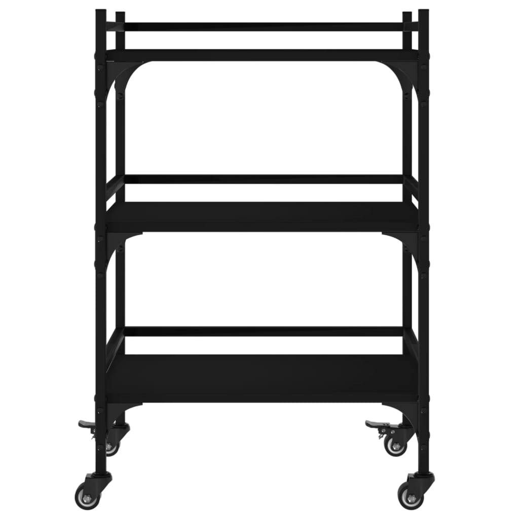 vidaXL Kuhinjski voziček črn 50x35x75,5 cm inženirski les