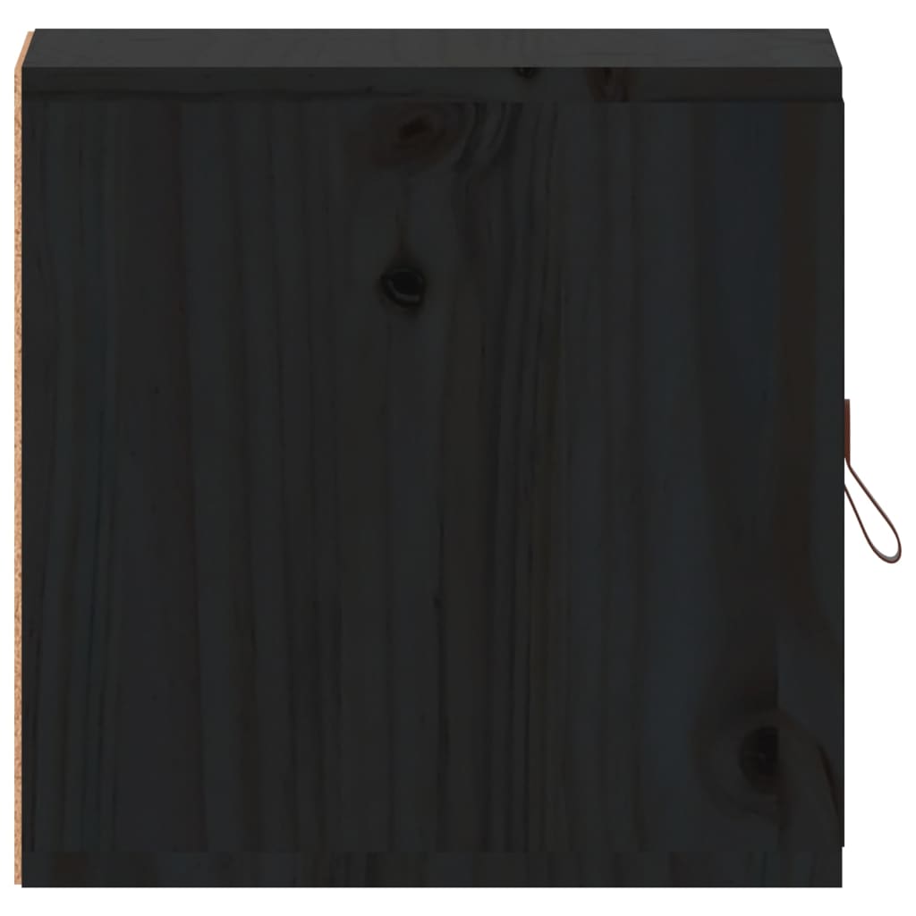 vidaXL Stenska omarica črna 31,5x30x30 cm trdna borovina