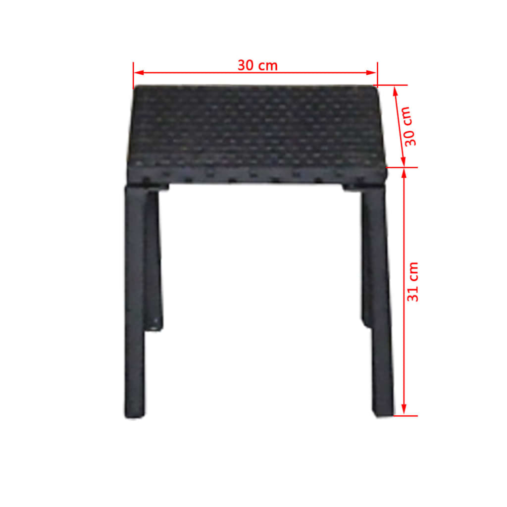 vidaXL Ležalnika z mizico poli ratan črne barve