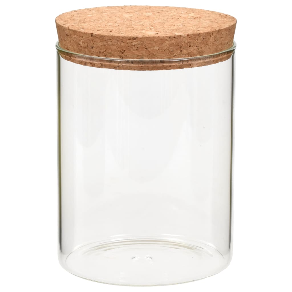 vidaXL Stekleni kozarci s pokrovi iz plute 6 kosov 650 ml