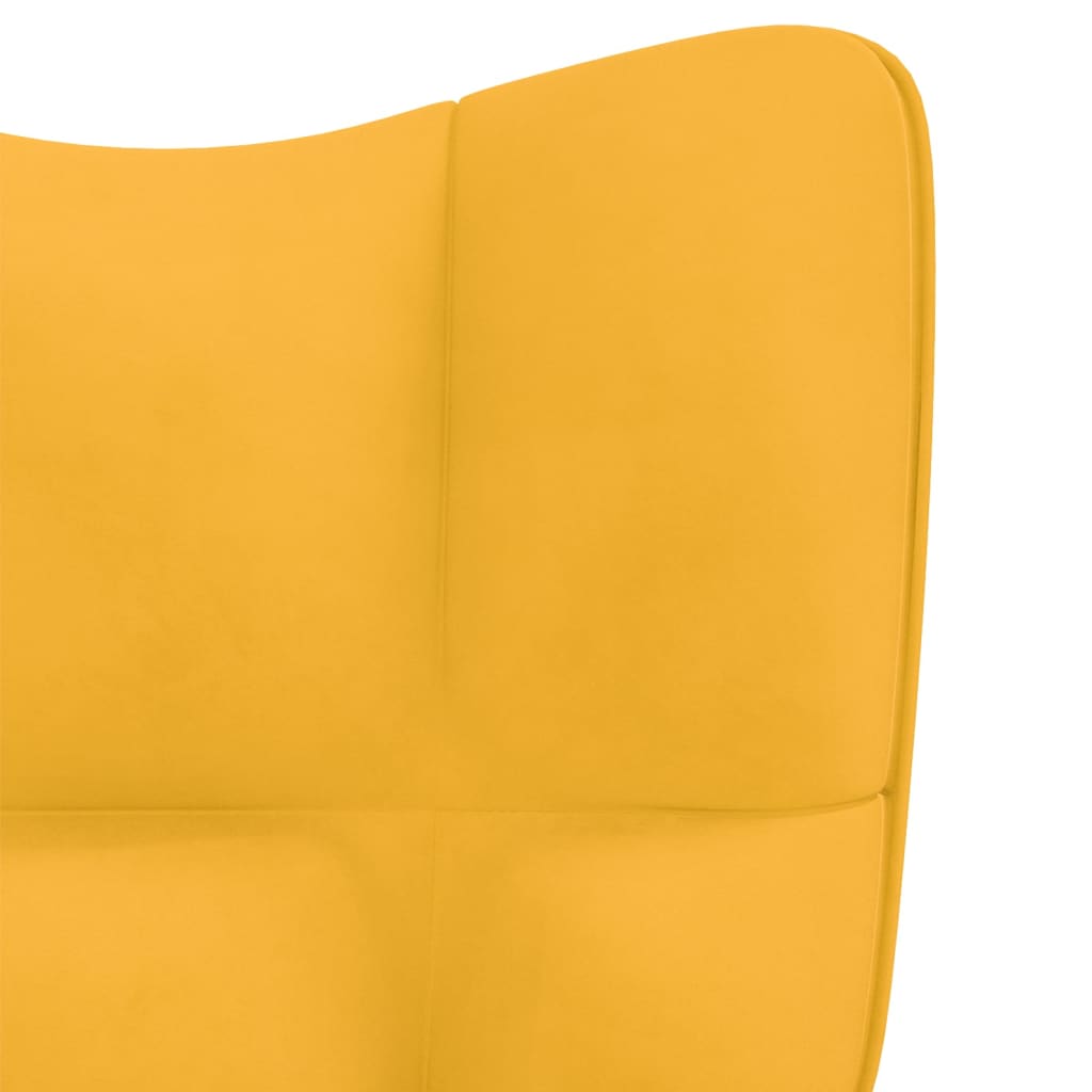 vidaXL Stol za sproščanje s stolčkom gorčično rumen žamet