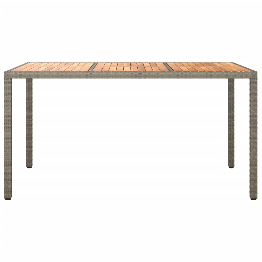 vidaXL Vrtna miza 150x90x75 cm poli ratan in akacijev les siva