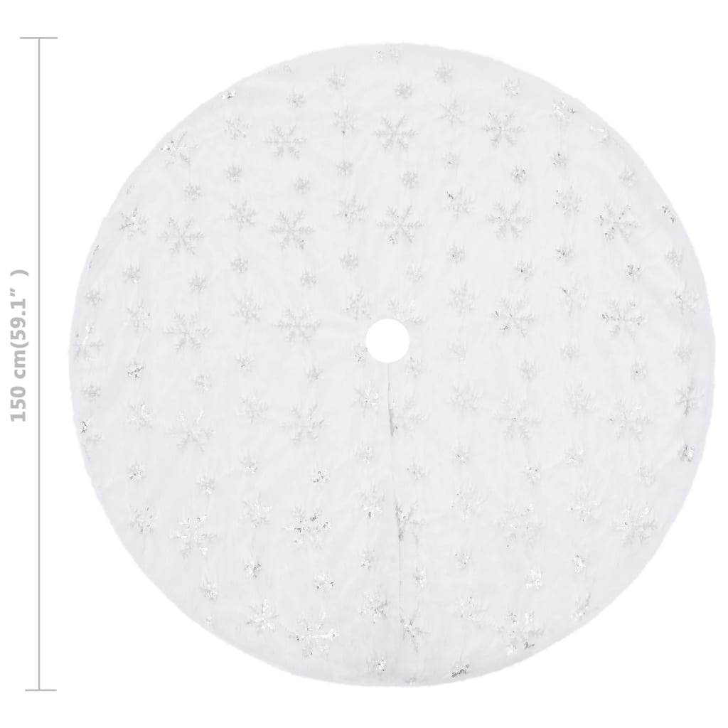 vidaXL Razkošna podloga za novoletno jelko bela 150 cm umetno krzno