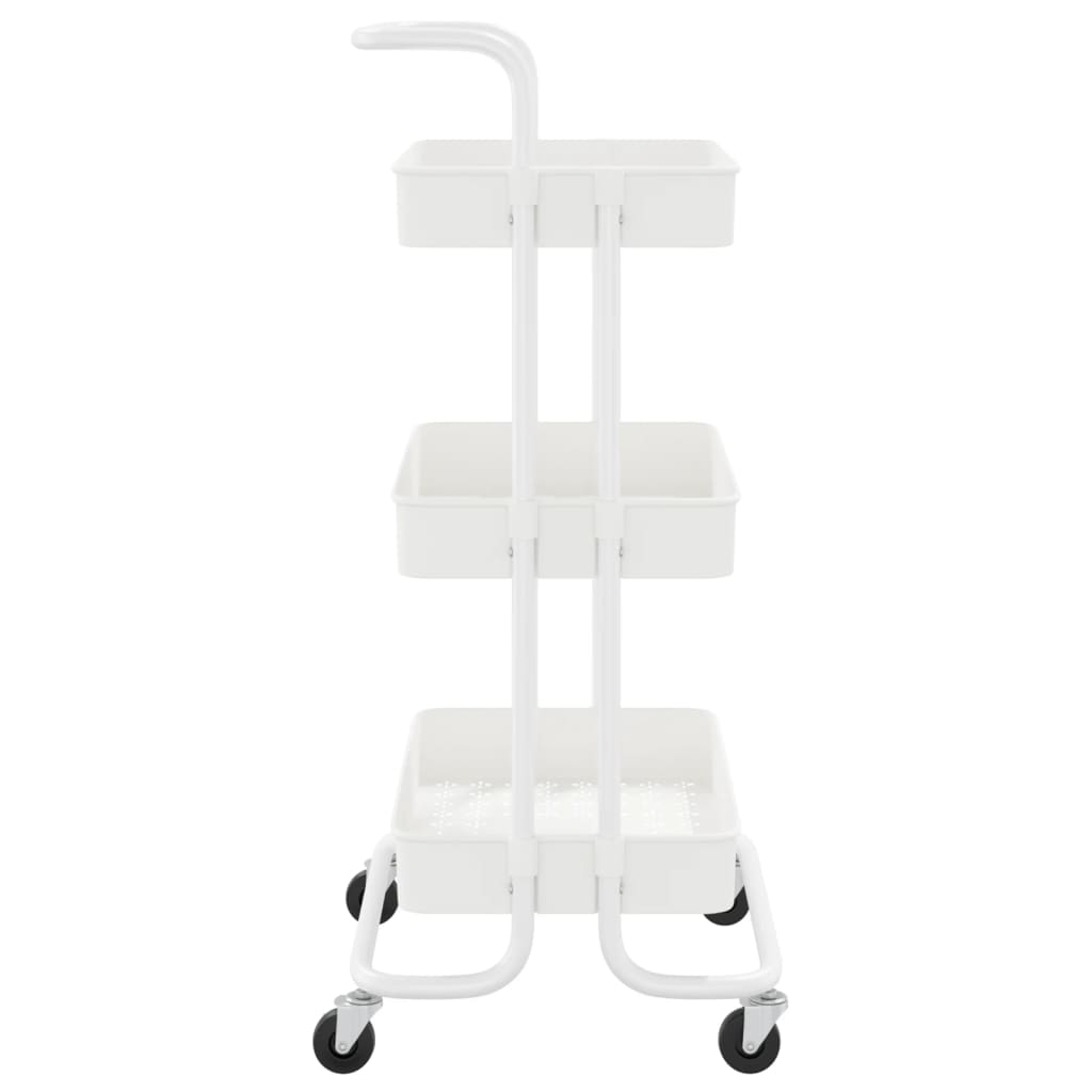 vidaXL 3-nadstropni kuhinjski voziček bel 42x35x85 cm železo in ABS