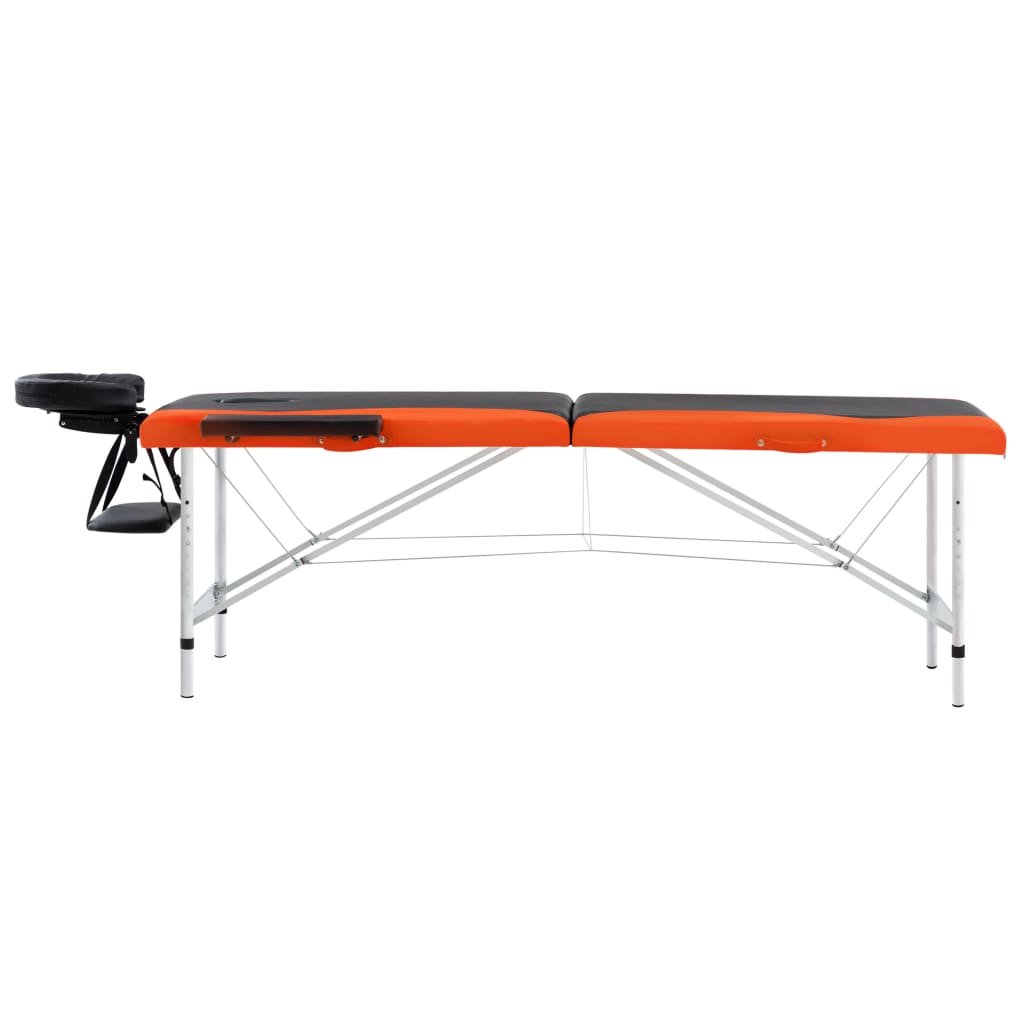 vidaXL 2-conska zložljiva masažna miza aluminij črna in oranžna