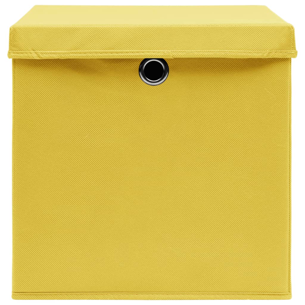 vidaXL Škatle s pokrovi 4 kosi 28x28x28 cm rumene