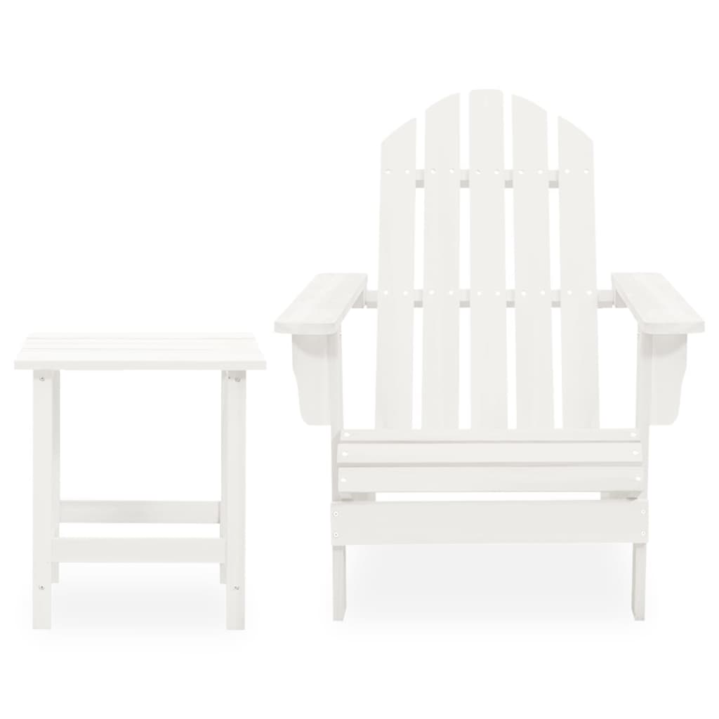 vidaXL Vrtni stol Adirondack s čajno mizico trden les jelke bel