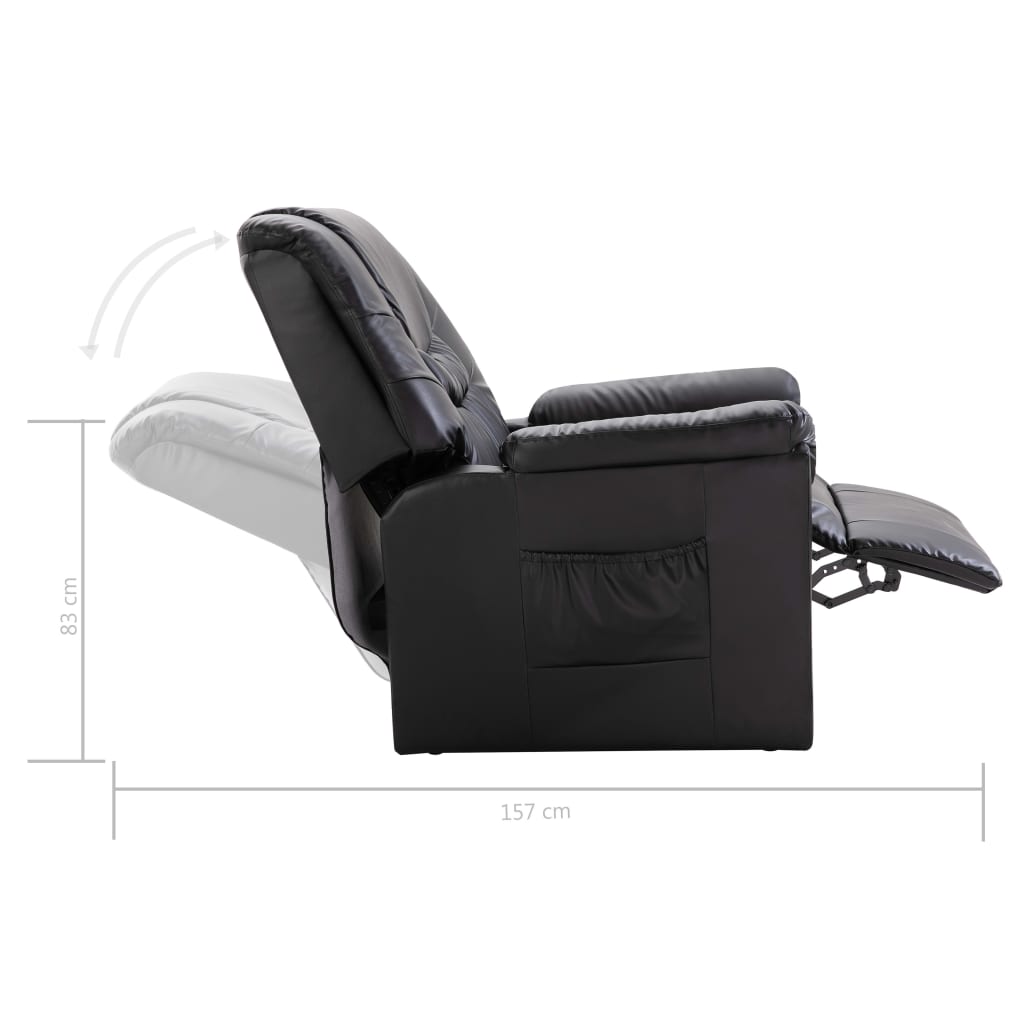 vidaXL Prilagodljiv stol iz umetnega usnja črne barve