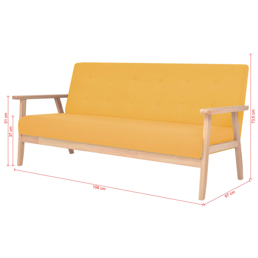 vidaXL Komplet kavčev 2 kosa iz blaga rumene barve