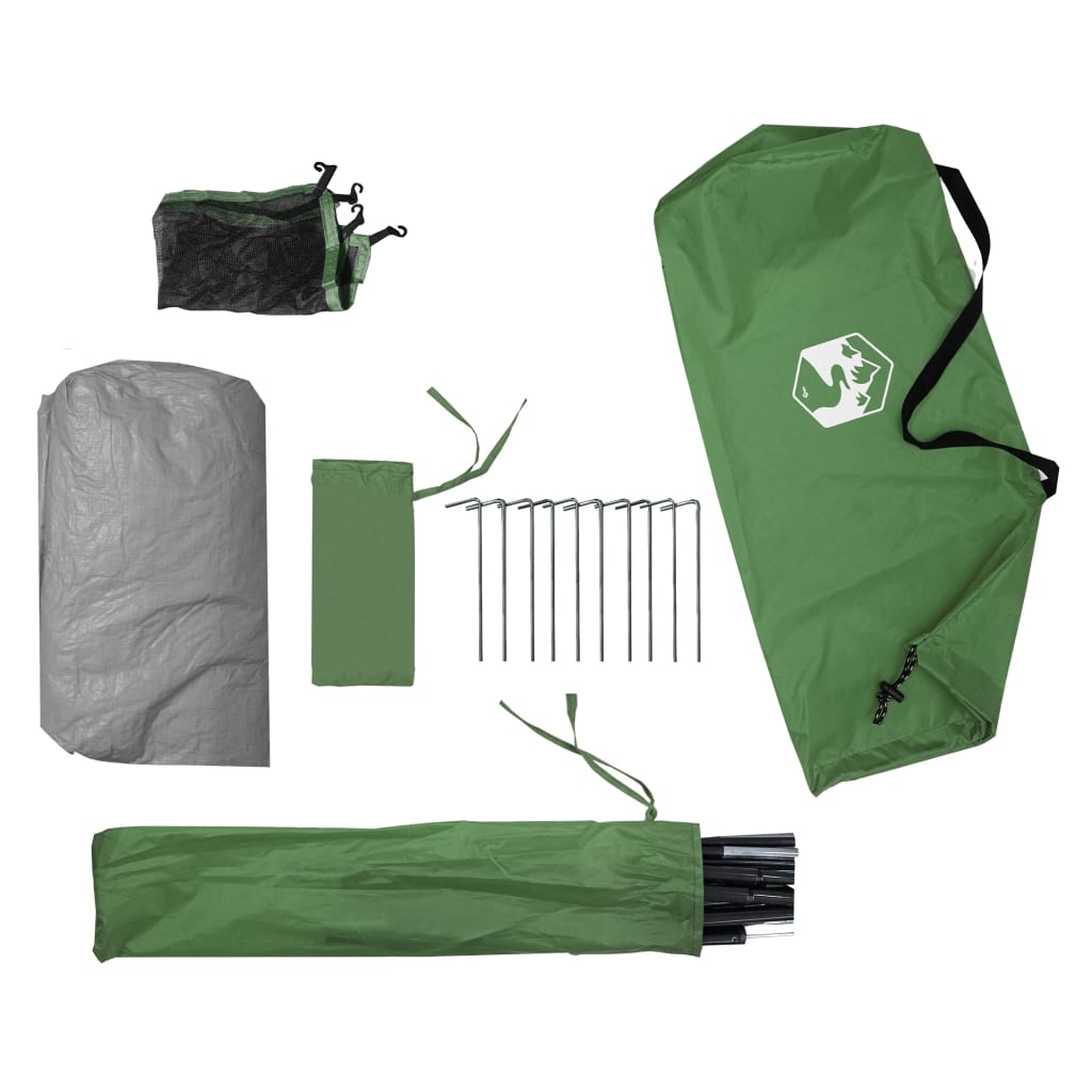 vidaXL Šotor za kampiranje za 4 osebe zelen vodoodporen