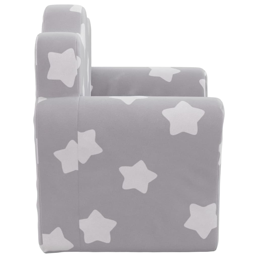 vidaXL Otroški kavč svetlo siv z zvezdicami mehak pliš