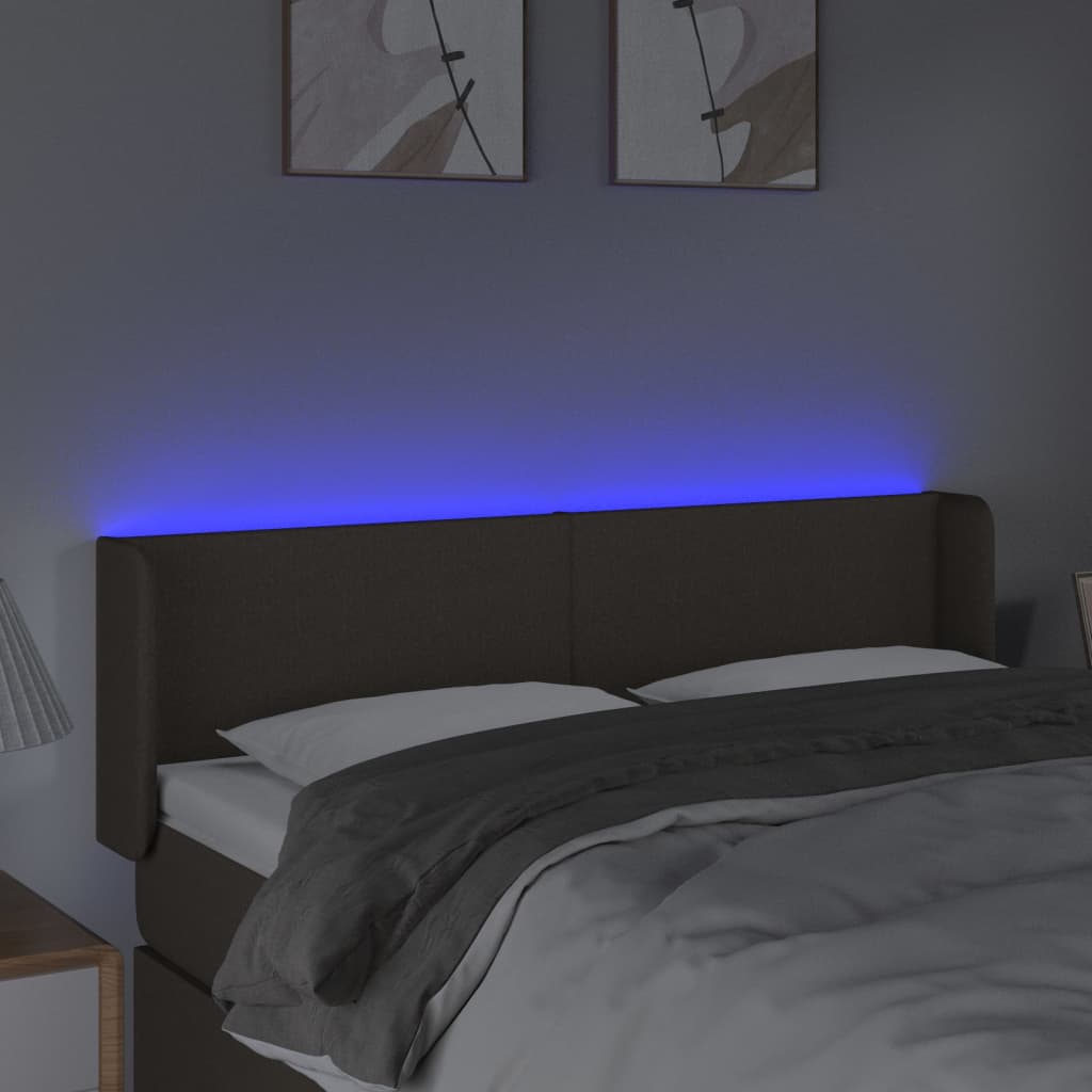 vidaXL LED posteljno vzglavje taupe 147x16x78/88 cm blago