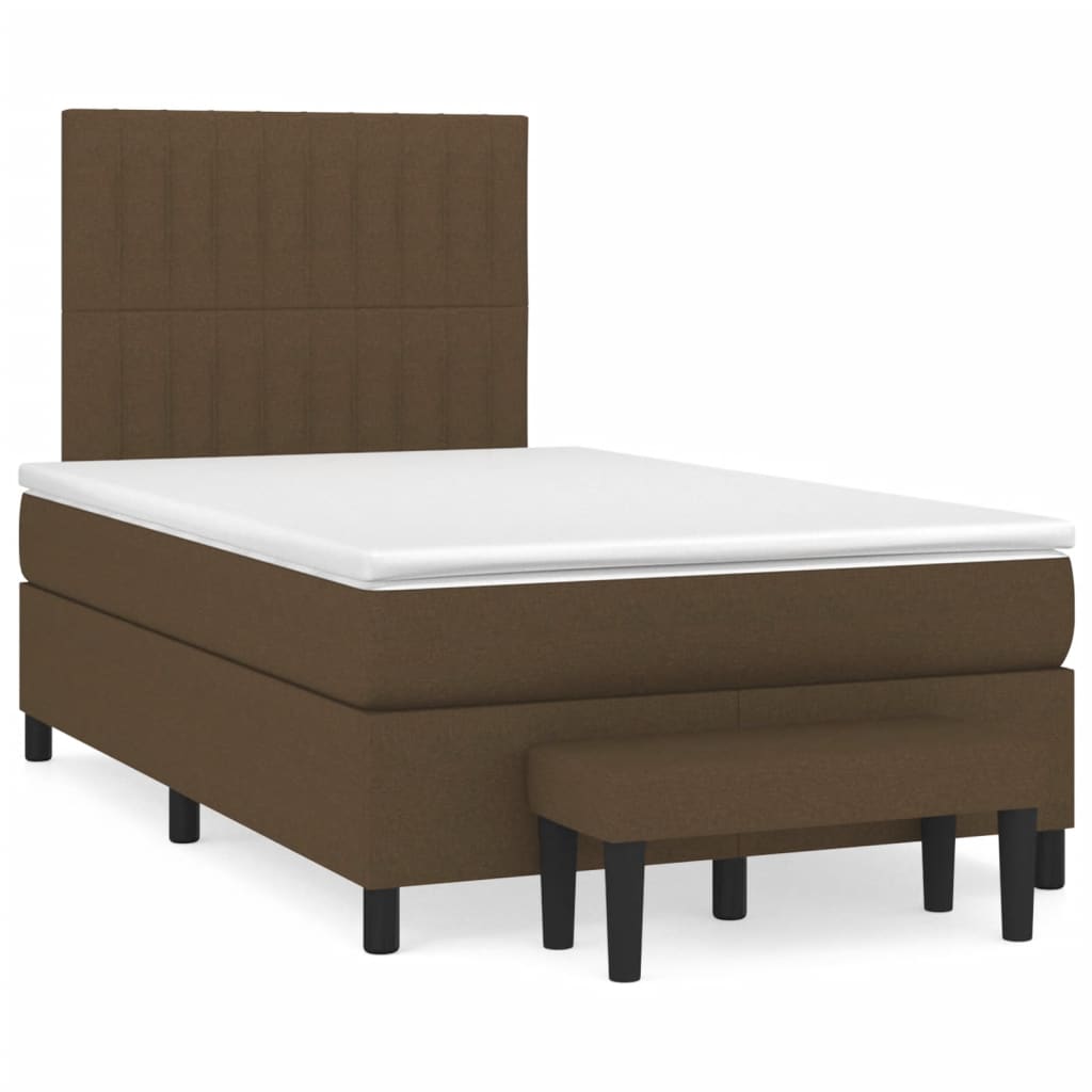 vidaXL Box spring postelja z vzmetnico temno rjava 120x190 cm blago