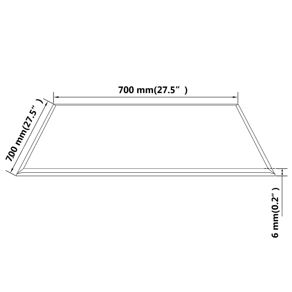 vidaXL Površina za Mizo Kaljeno Steklo Kvadratne Oblike 700x700 mm