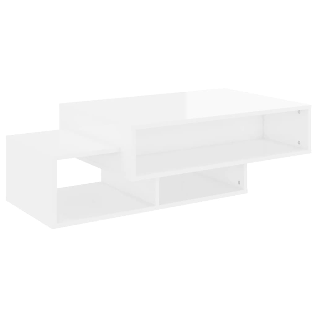 vidaXL Klubska mizica visok sijaj bela 105x55x32 cm iverna plošča