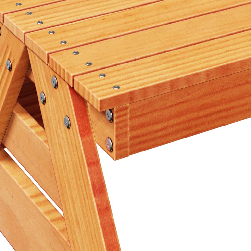 vidaXL Piknik miza za otroke voščeno rjava 88x122x58 cm trdna borovina