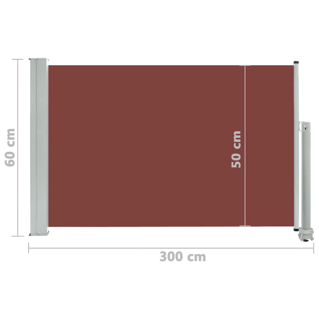 vidaXL Zložljiva stranska tenda za teraso 60x300 cm rjava