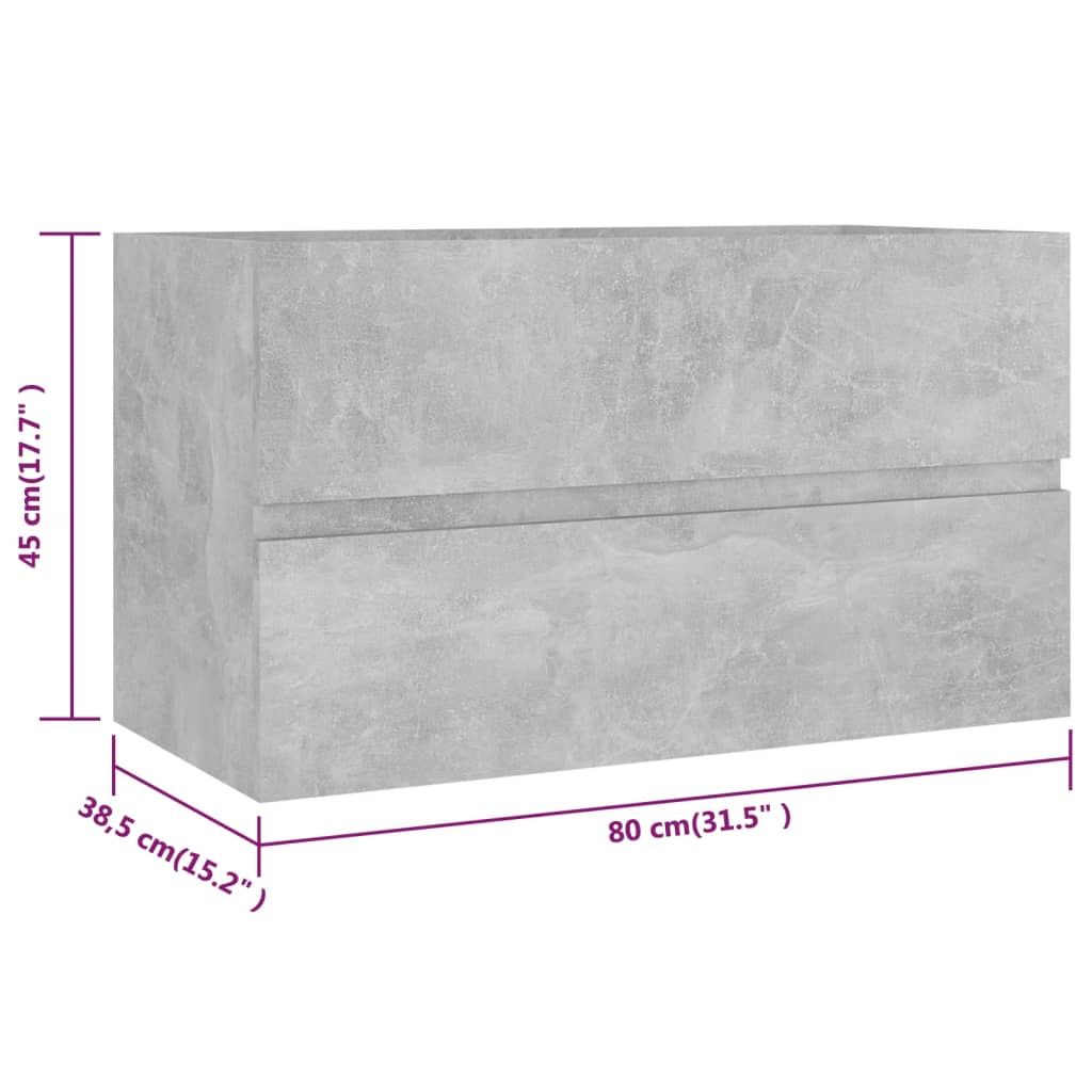 vidaXL Komplet kopalniškega pohištva betonsko sive barve iverna plošča