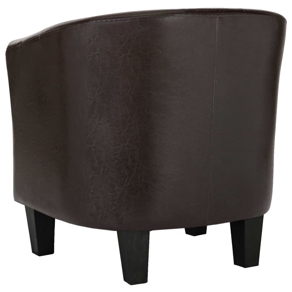 vidaXL Tubast stol iz rjavega umetnega usnja