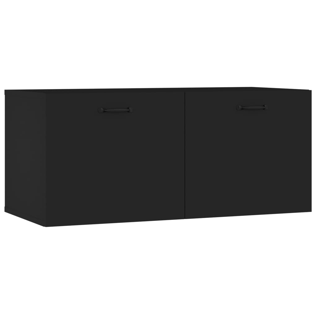 vidaXL Stenska omarica črno 80x36,5x35 cm inženirski les