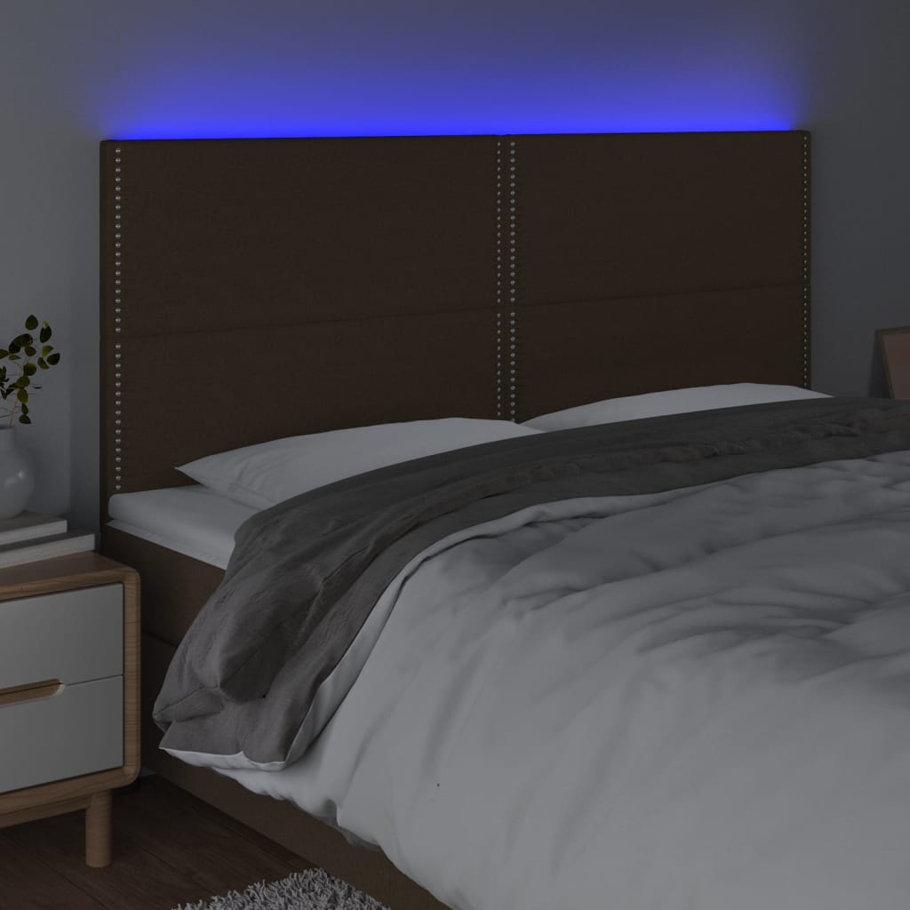 vidaXL LED posteljno vzglavje temno zeleno 160x5x118/128 cm blago
