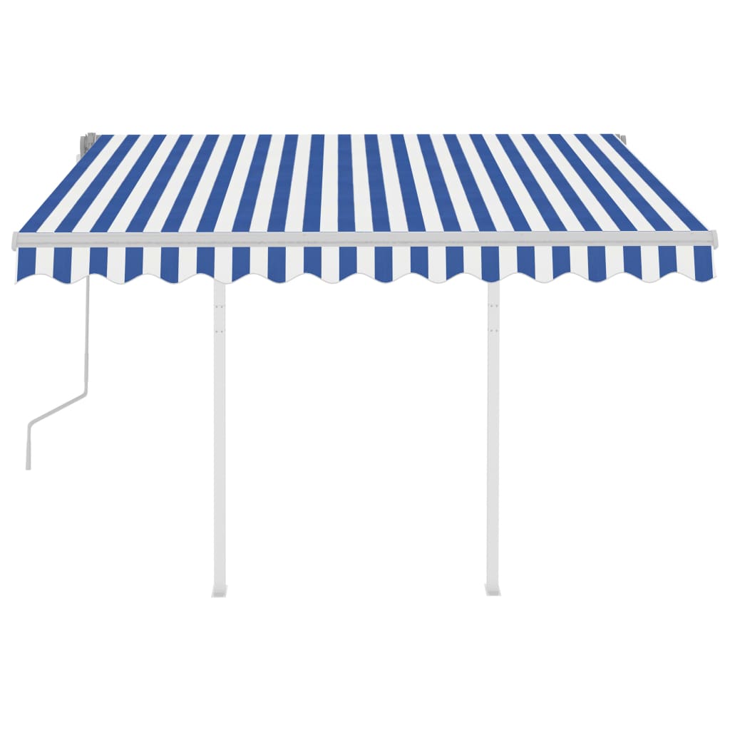 vidaXL Ročno zložljiva tenda s stebrički 3,5x2,5 m modra in bela