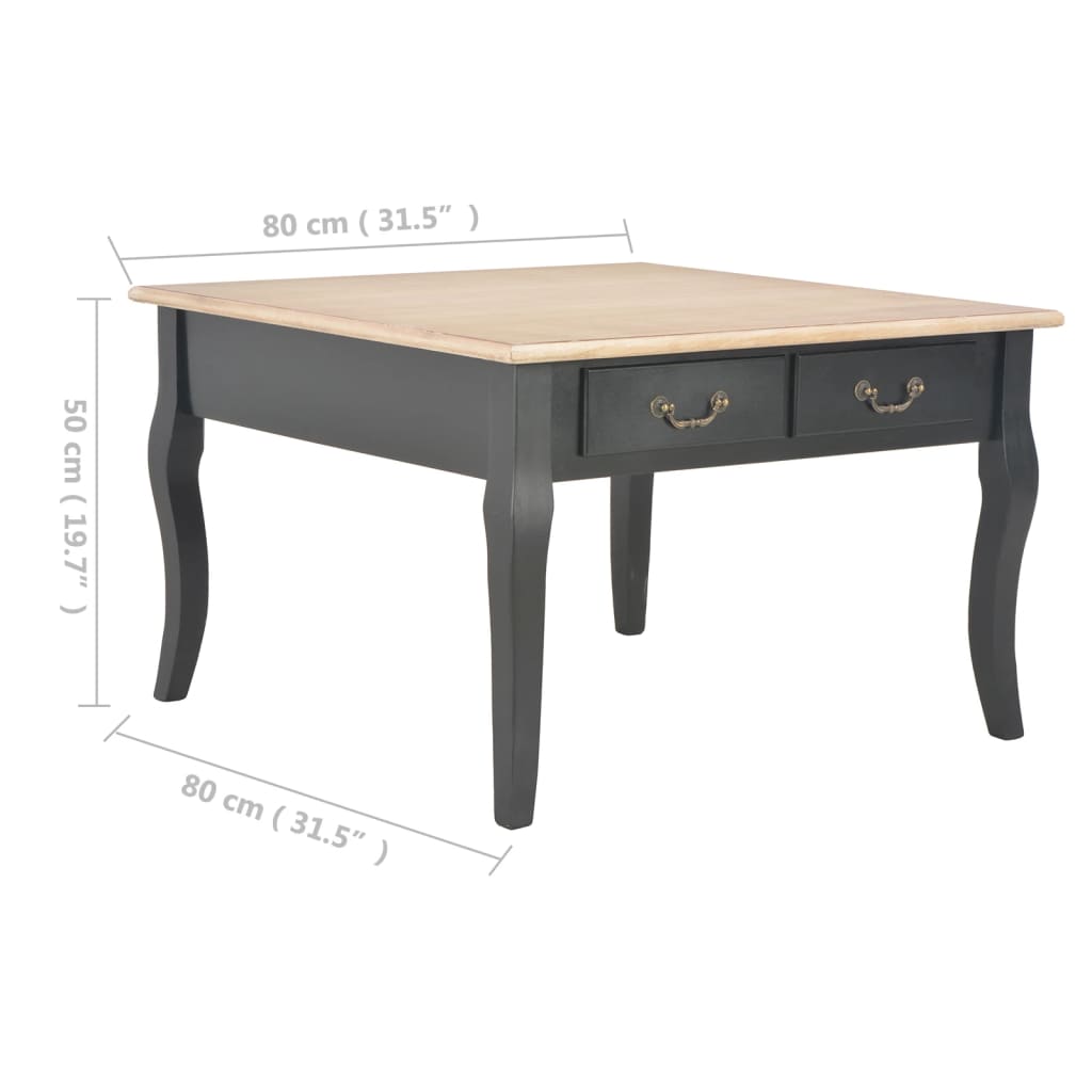 vidaXL Klubska mizica iz lesa 80x80x50 cm črna