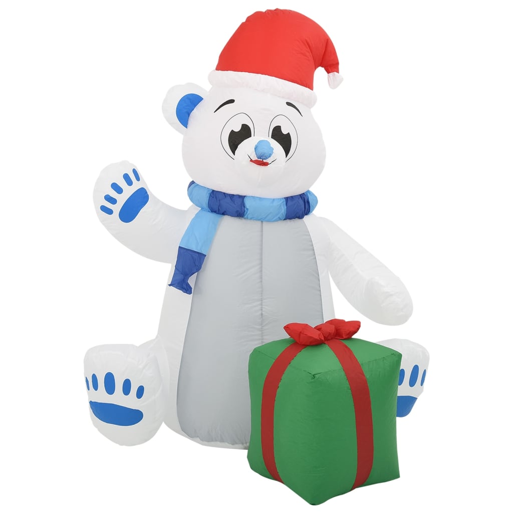 vidaXL Božični napihljiv polarni medved LED notranji/zunanji 1,8 m