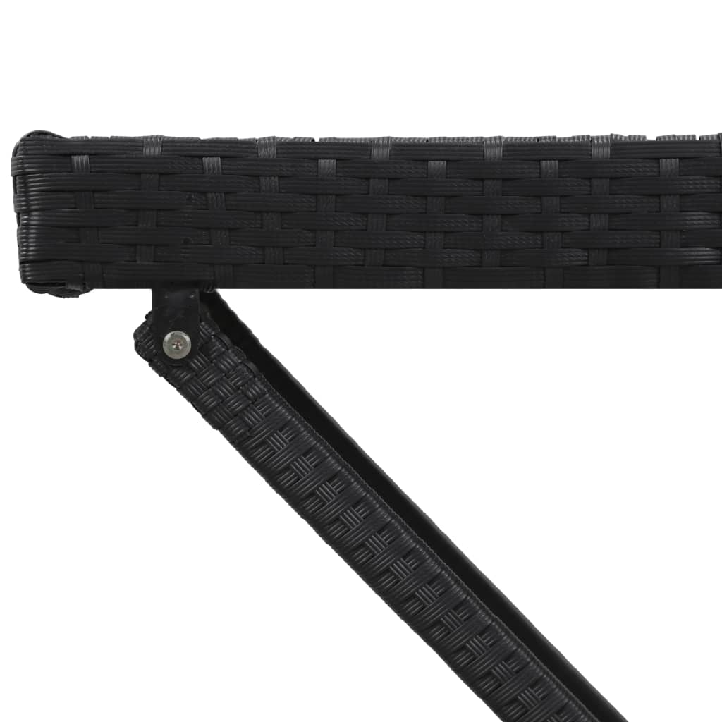 vidaXL Zložljiva mizica črna 80x45x75 cm poli ratan