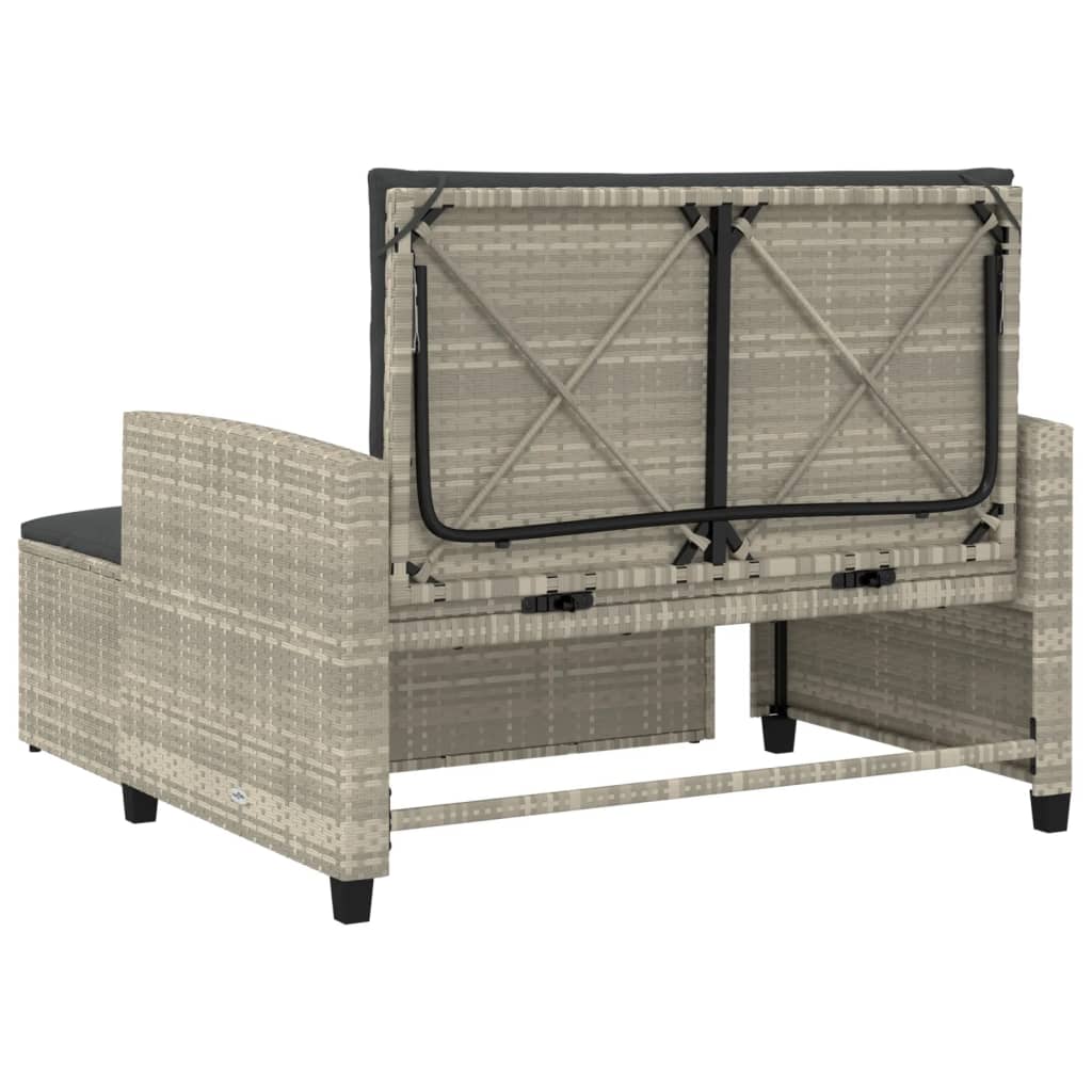 vidaXL Vrtni kavč z blazinami 2-sedežni svetlo siv poli ratan
