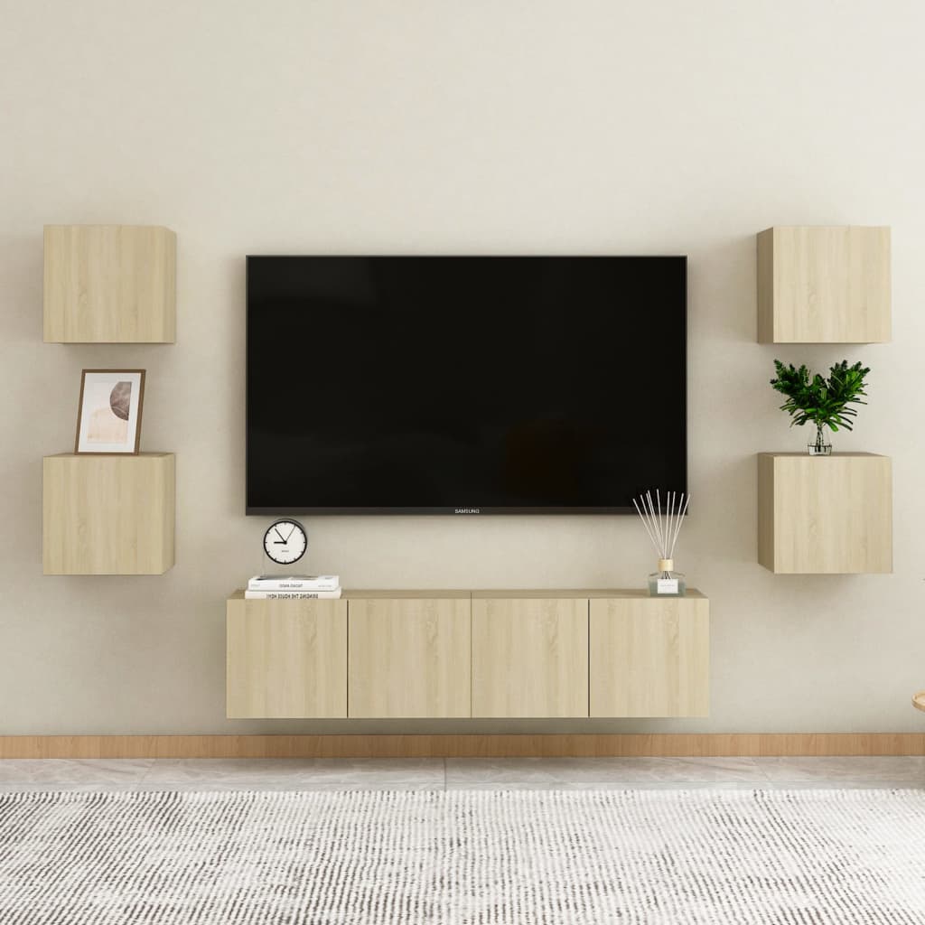 vidaXL Stenske TV omarice 4 kosi sonoma hrast 30,5x30x30 cm