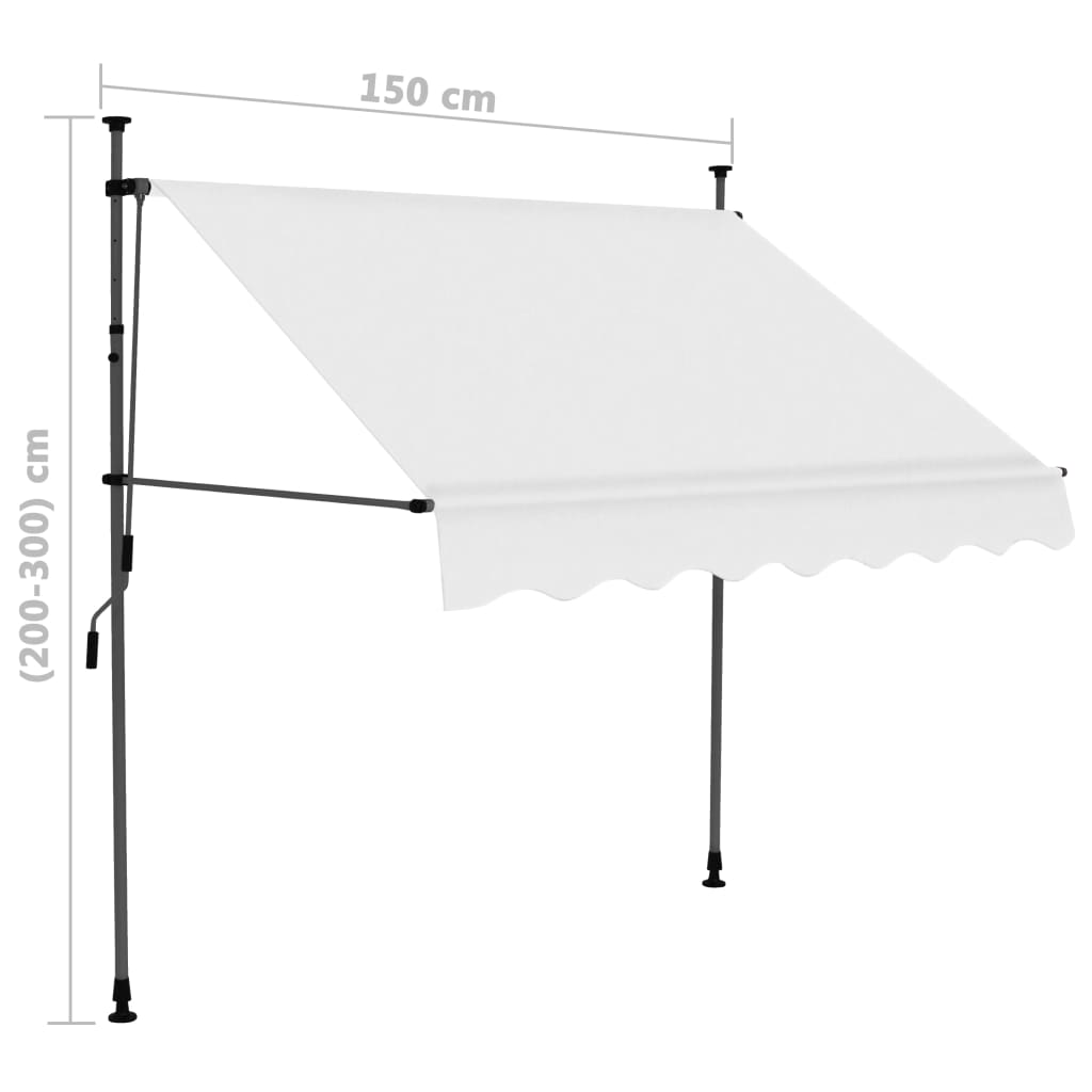 vidaXL Ročno zložljiva tenda z LED lučkami 150 cm krem