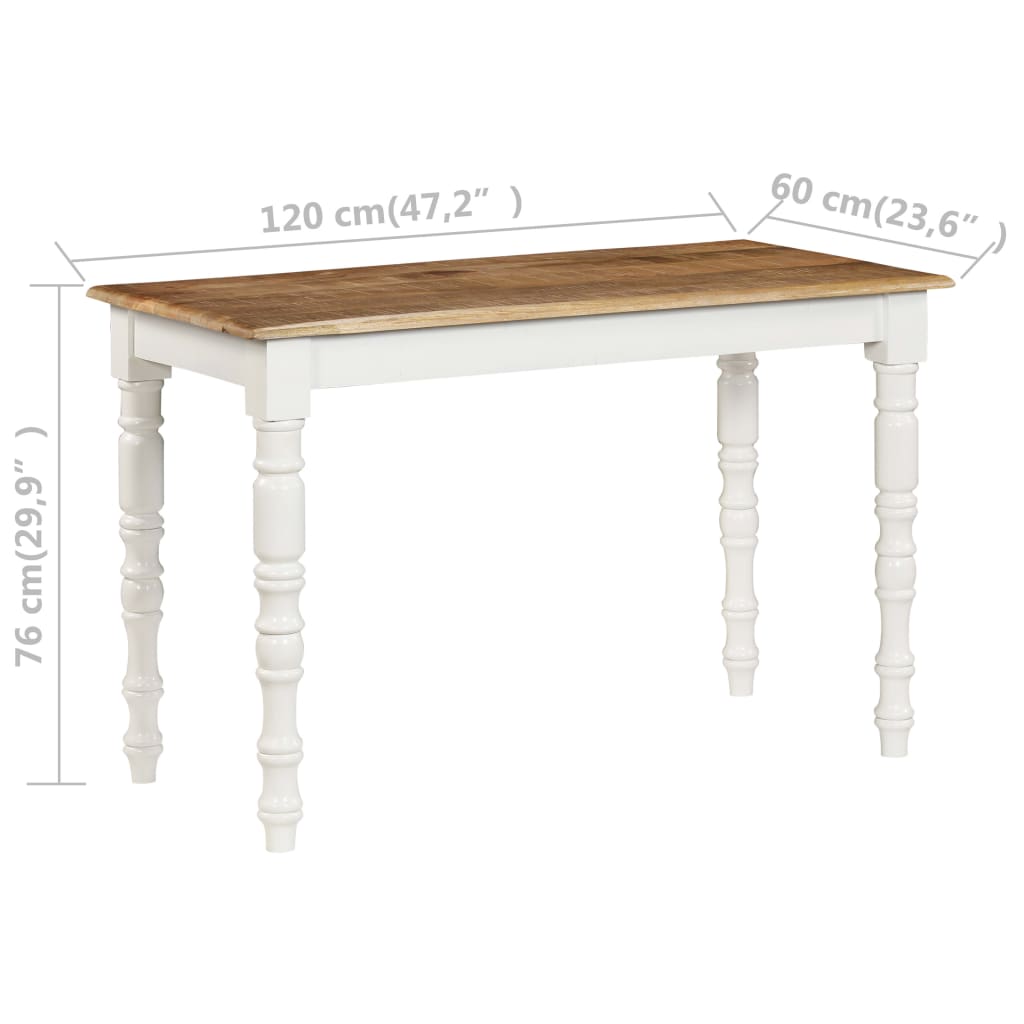 vidaXL Jedilna miza iz trdnega mangovega lesa 120x60x76 cm