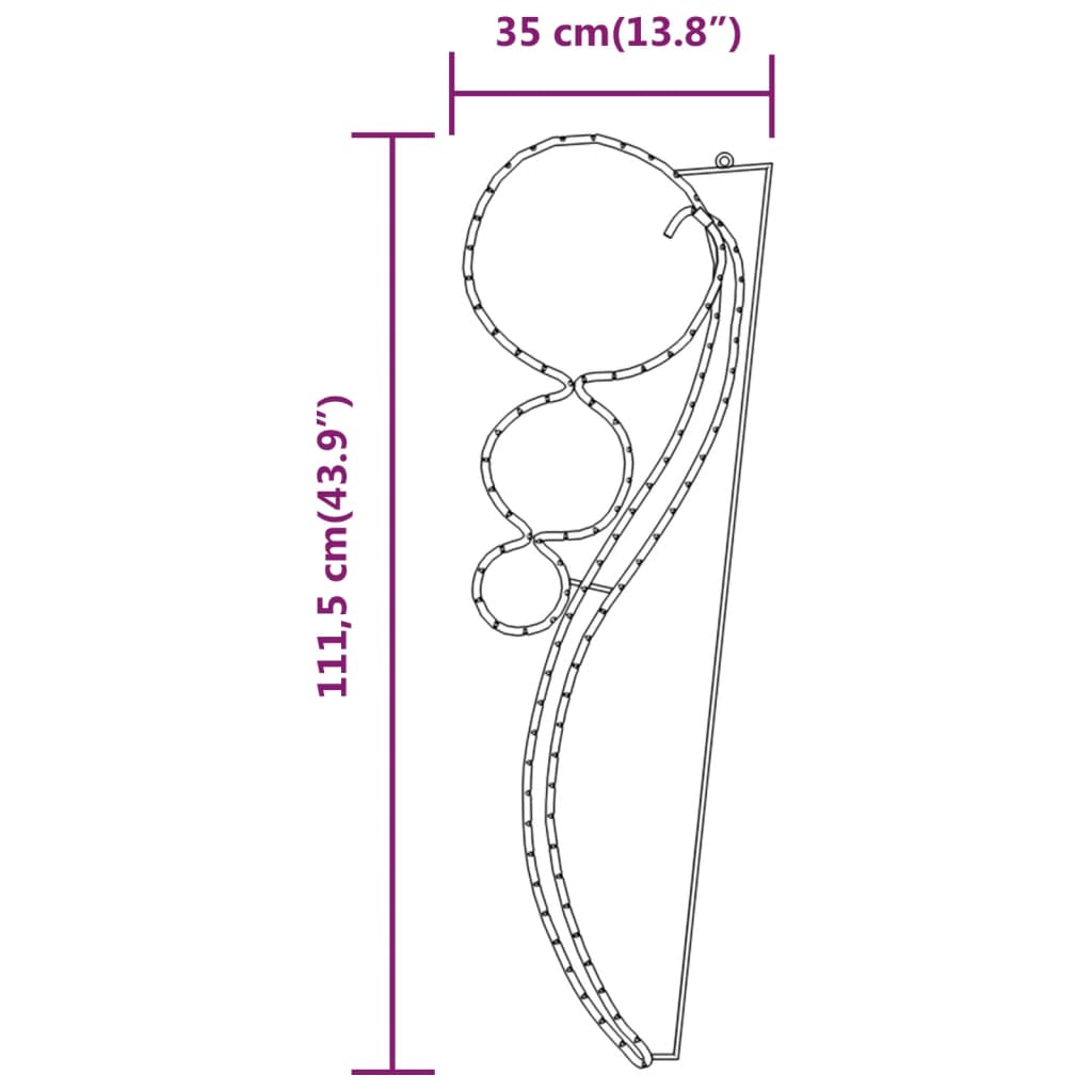 vidaXL Svetlobna veriga krogle 2 kosa toplo bela 111,5x35x4,5 cm