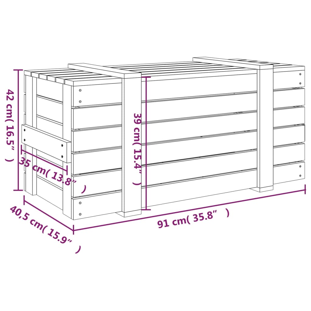 vidaXL Škatla za shranjevanje črna 91x40,5x42 cm trdna borovina