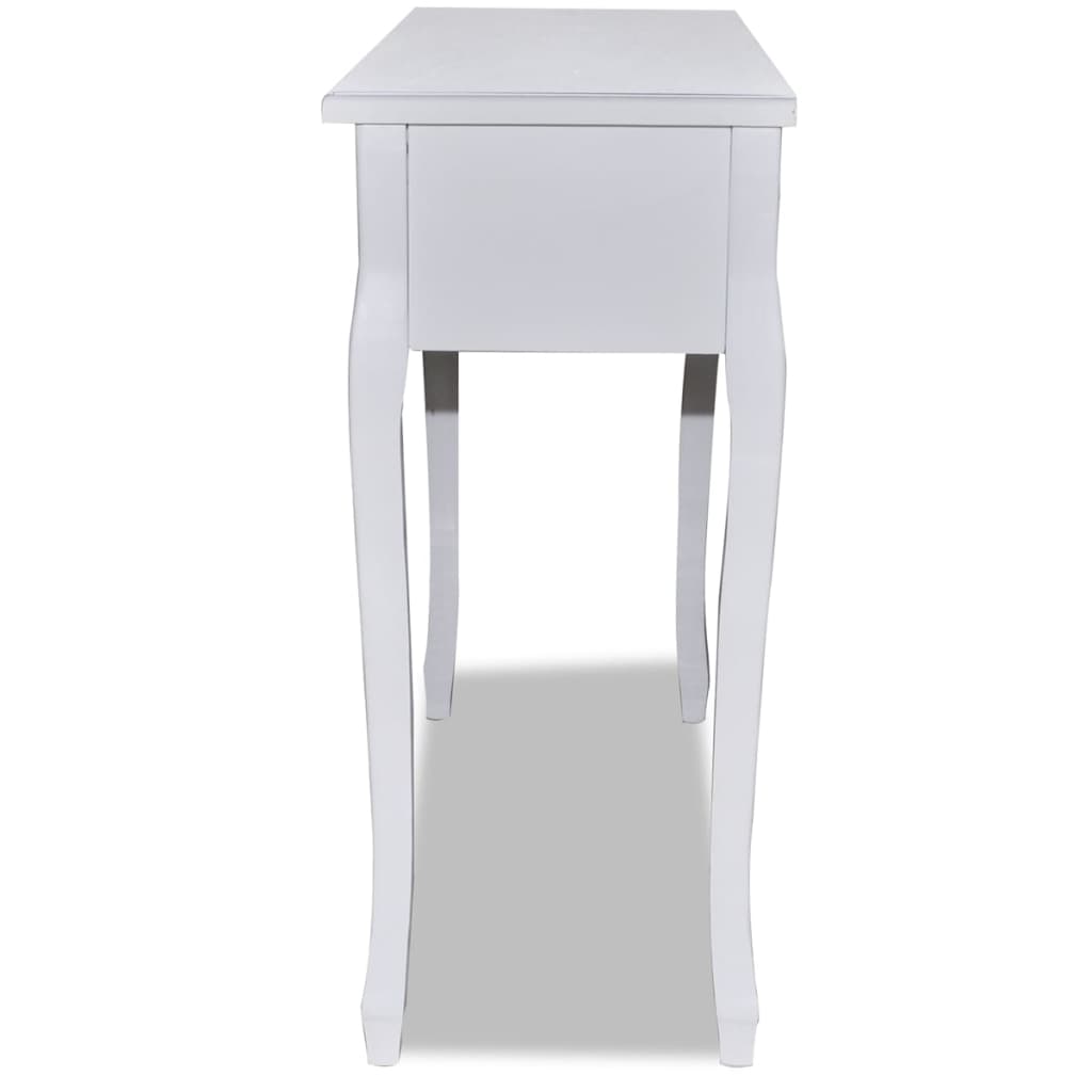 vidaXL Toaletna konzolna mizica s tremi predali bele barve