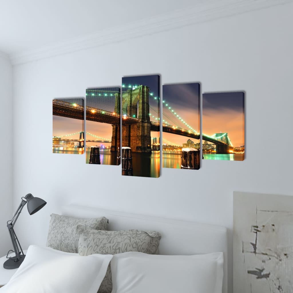 Set platen s printom Brooklynskega mostu 200 x 100 cm