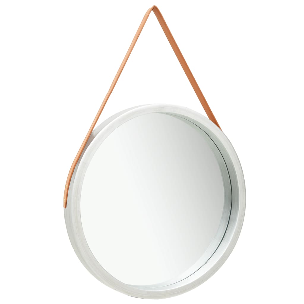 vidaXL Stensko ogledalo s pasom 60 cm srebrno