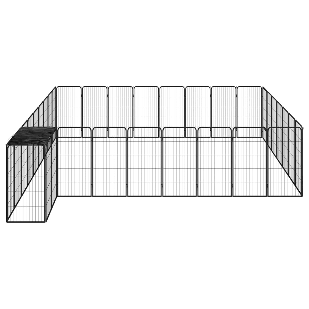 vidaXL Pasja ograda s 34 paneli črna 50x100 cm prašno barvano jeklo