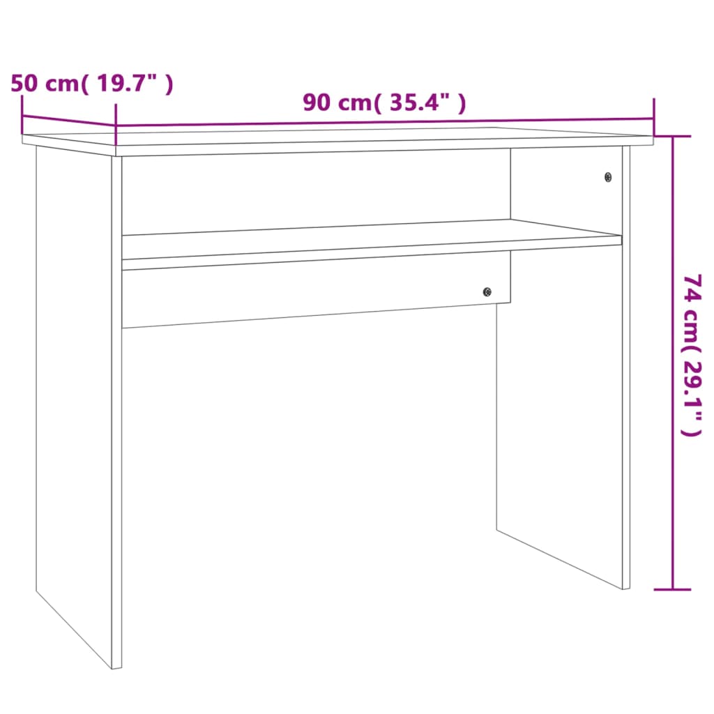 vidaXL Pisalna miza betonsko siva 90x50x74 cm iverna plošča